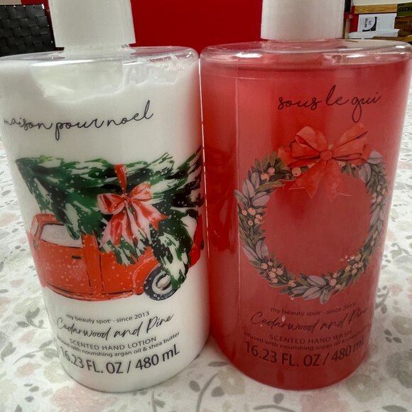 Holiday Set - Cedarwood & Pine Scented Hand Lotion and Wash - 2 bottles - NWOT - Picture 2 of 9